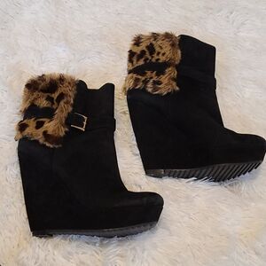 Nine West Suede “Cop-Out”Bootie with Leopard